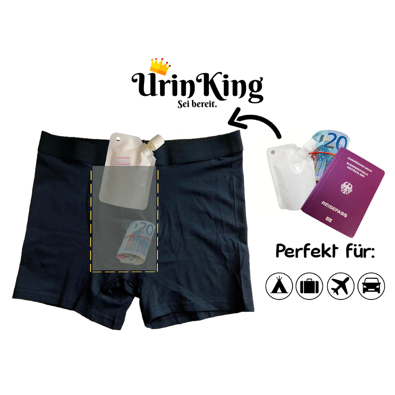 UrinKing - Bunkerhose - Unterhose mit Geheimfach